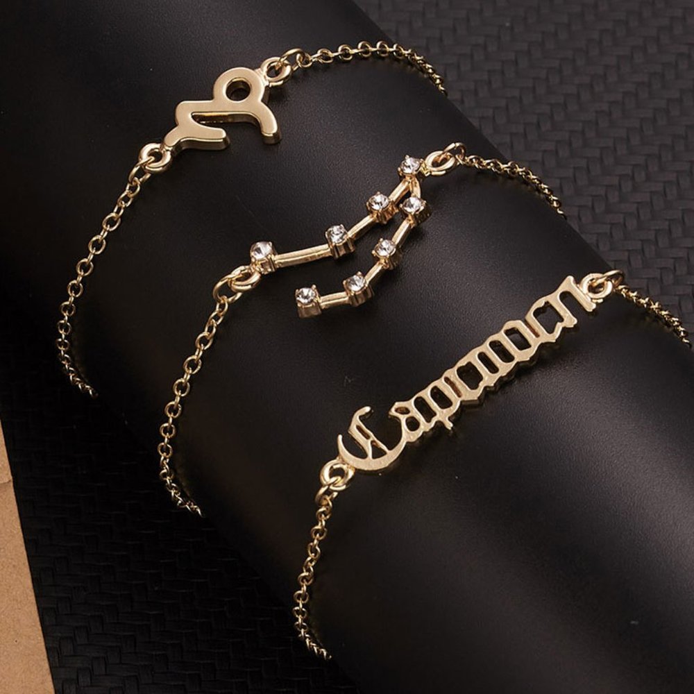 🆕Capricorn 3-Piece Dainty Layer Chain Bracelets